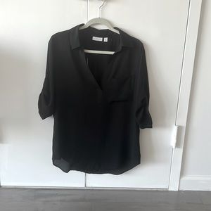 Black flowy business casual 3-quarter sleeve with button
